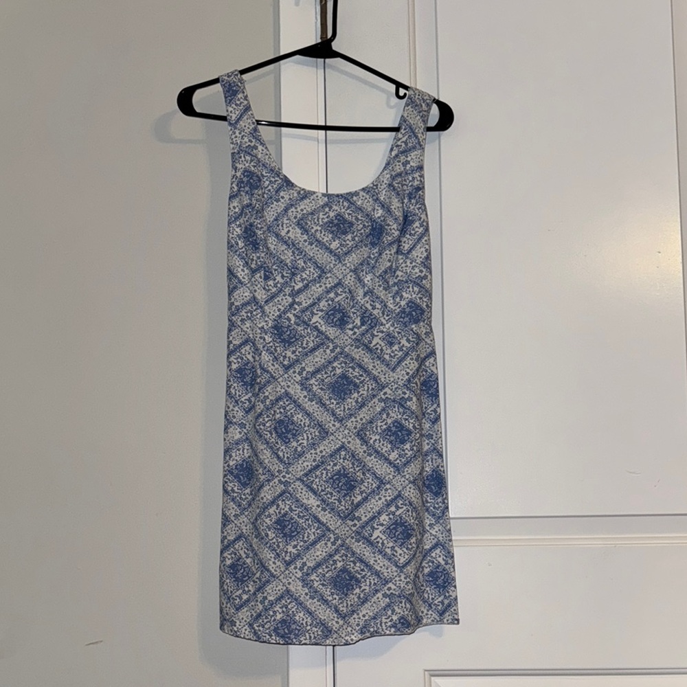 Blue and white dress